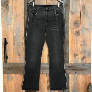 DG2 Diane Gilman Black Rhinestone Side Stripe Bootcut Jeans Womens 16W Stretch